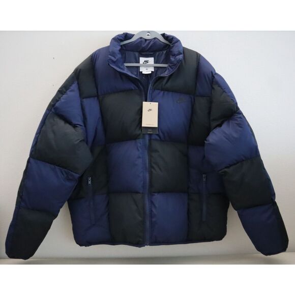 Nike FZ0865-410 Men's Sz XL Blue/Black Checkered Therma-FIT Puffer Jacket - Picture 1 of 16